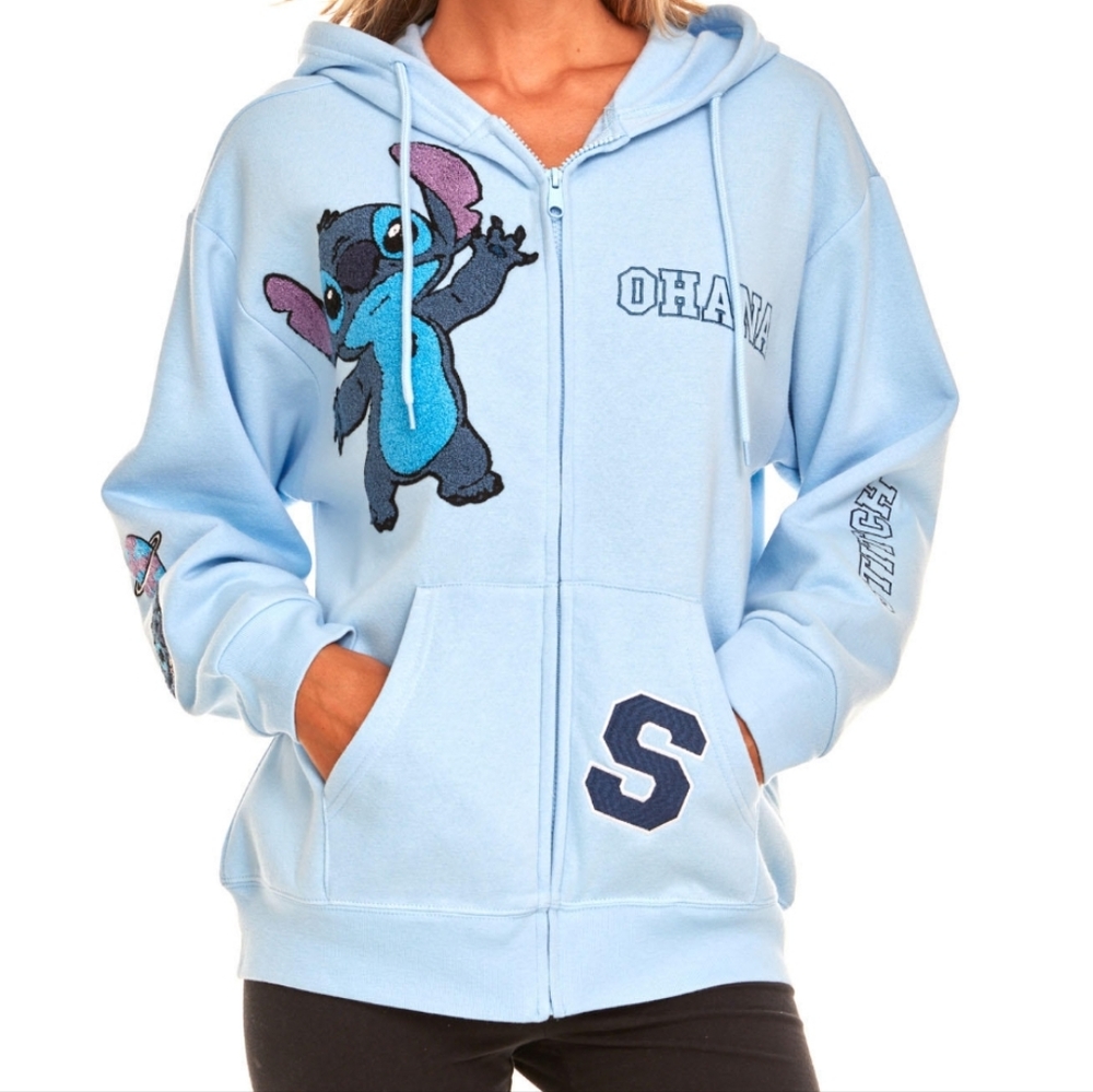 STITCH Disney full zip sweatshirt, hoodie, blue, large - Picture 2 of 16
